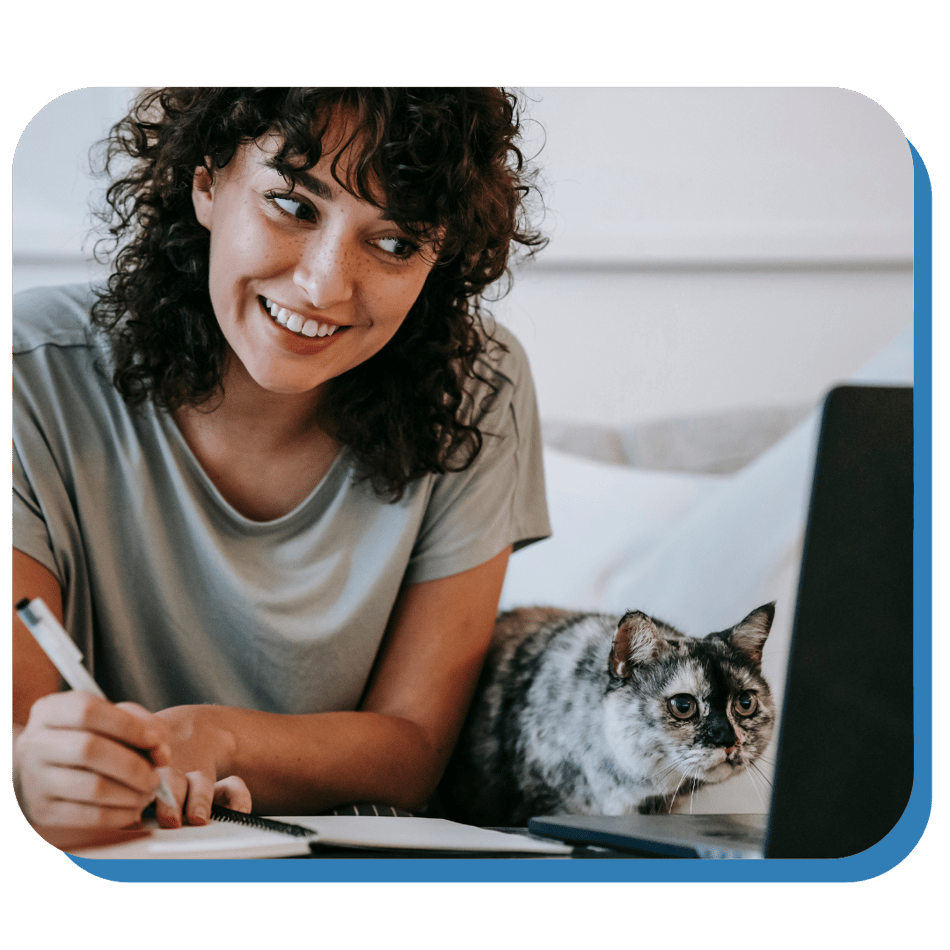Woman checking Checkbook